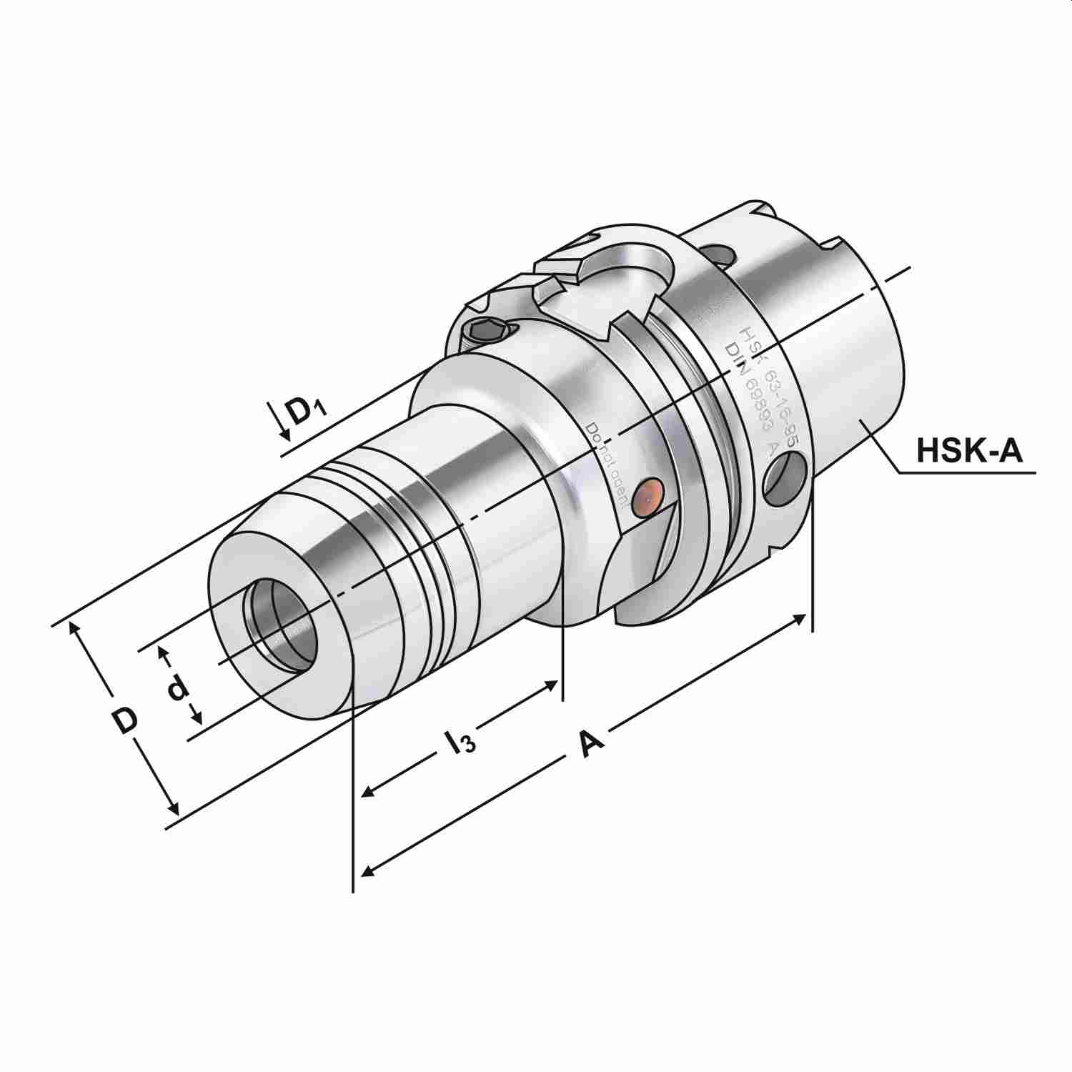 Hydro-Dehnspannfutter HSK 63-18-200 DIN 69893 Form A