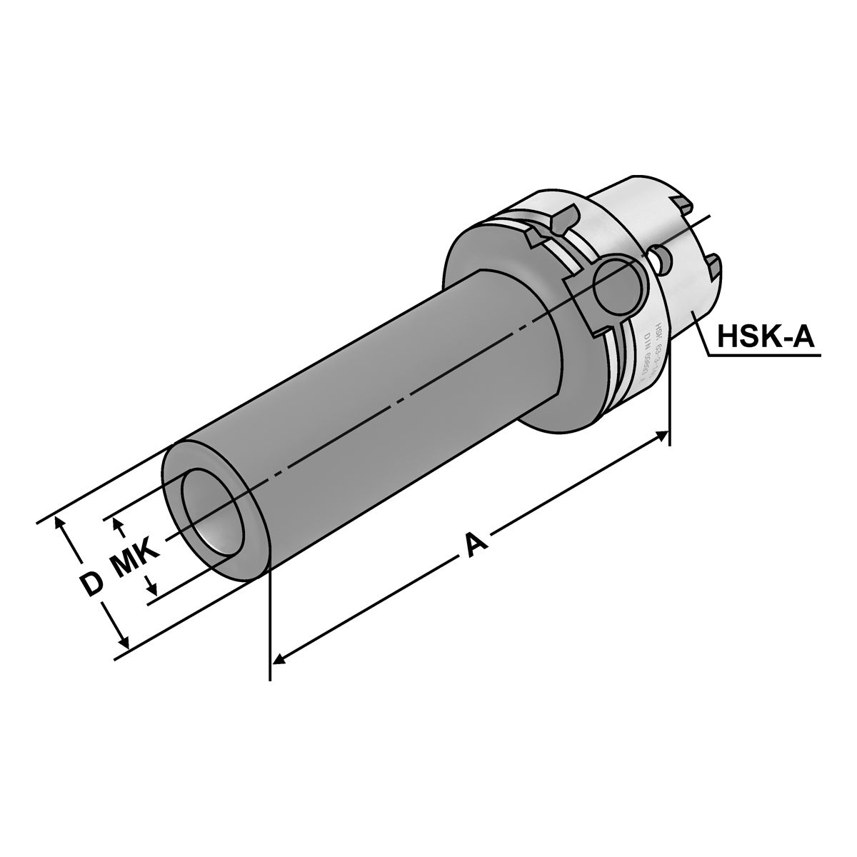 Zwischenhülse HSK 63-1-100 für MK mit Anzugsgewinde DIN 6364